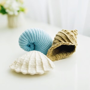 Crochet shell PATTERN, seashell amigurumi pattern, scallop shell crochet pattern, amigurumi conch seashell, crochet ammonite shell pattern