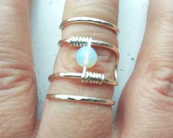 Anillo de soporte de piedra preciosa de cobre martillado, anillo de unión PIP