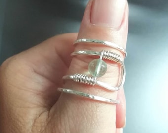 Thumb Ring, Gem Stone Ring, Fluorite Or Choose Gemstone, Any Size, Tarnish Free