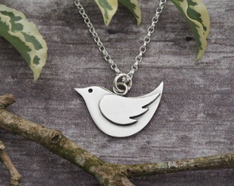 Sterling silver bird necklace - unique handmade bird pendant for women - bird lover gift