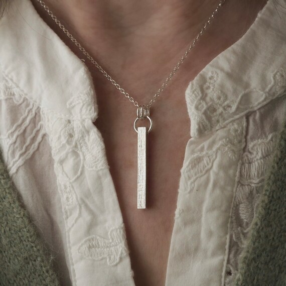Silver vertical sale bar pendant necklace