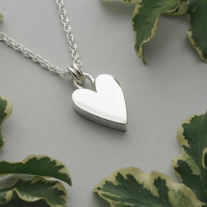 Chunky solid sterling silver heart pendant necklace - unique handmade organic artisan jewellery for women