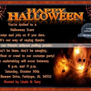 Halloween Party Einladung Ms Word Vorlage Editierbare Etsy