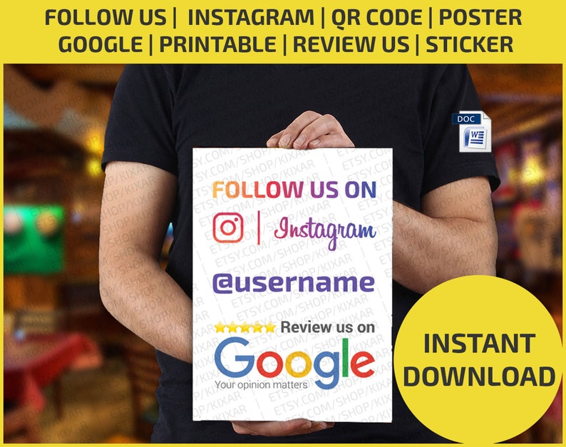Review us on Google Instagram  IG sign sticker  