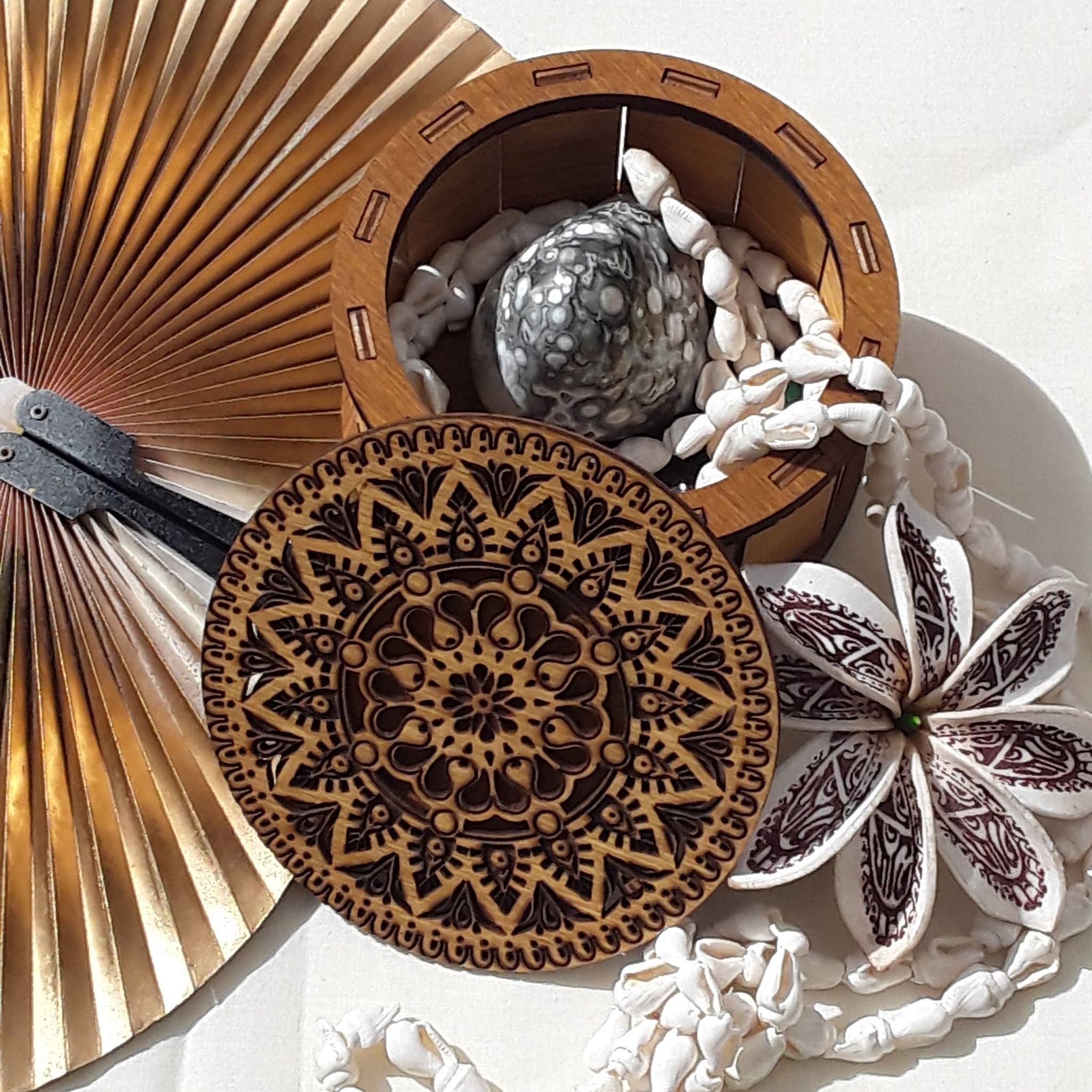 Boite en Bois Mandala Spirituel