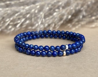 Lapislazuli Armband 4mm / Lapislazuli Armband Herren / Lapis Lazuli Schmuck / Armband mit blauem Stein /Kleinigkeit Geburtstag Mann /28Tauri