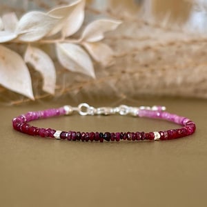 Ruby bracelet silver /Ruby birthstone jewelry /Birthstone bracelet July /Special gift 40th birthday /Gift for women