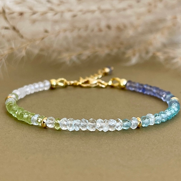 Multi Edelstein Armband / multi gemstone bracelet /Regenbogen Armband gold /bunter Schmuck /besonderes Geschenk Freundin /besonderes Armband