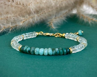 Emerald prasioliet armband/smaragdgroene sieraden/groene armband/mei geboortesteen sieraden/groene edelstenen armband/cadeau voor vriendin