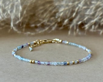 Fluorite bracelet 2 mm | Fluorite jewelry | Blue stone jewelry | Gemstone bracelet for women | Delicate beaded bracelet | 28Tauri