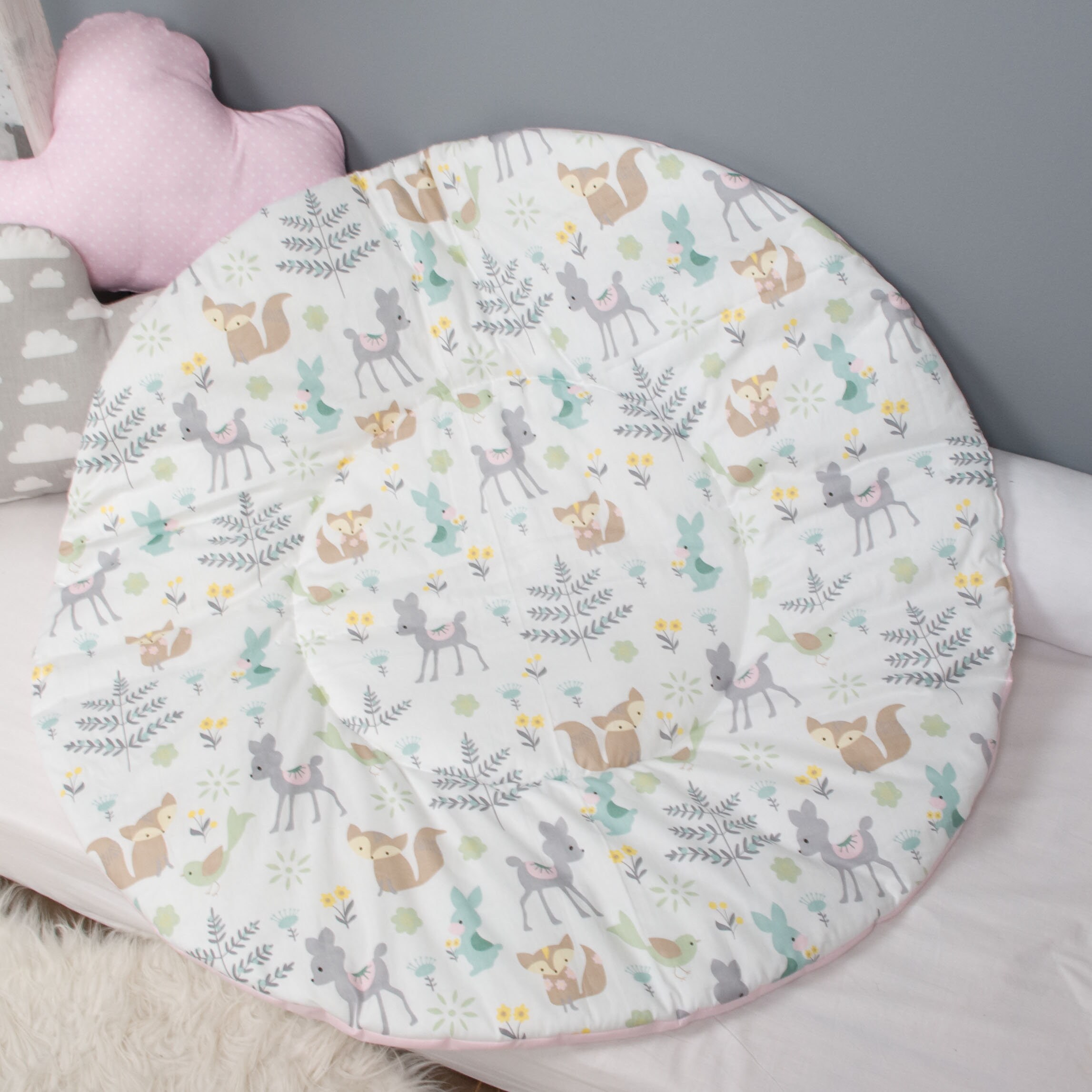 Padded Round Play mat 3547/90120cm Reversible Baby rug Etsy