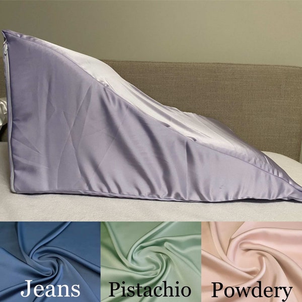 Silk Any size Cover for the Wedge pillow case pillowcase Post Surgery pain relief for Back Hip Knee Acid Reflux Snoring sleep apnea