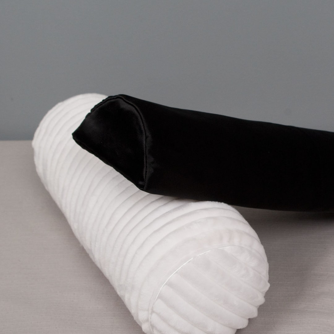 Black Satin Cover for the Half Moon Pillow, Case Only Pillowcase Neck