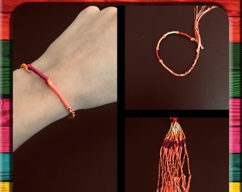Friendship Bracelet (Orange- Purple- Neon Pink- Neon Green - Red)