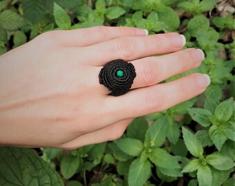 Spiral Macramé Ring with small bead!
