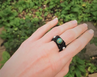 Turquoise Macramé Ring!