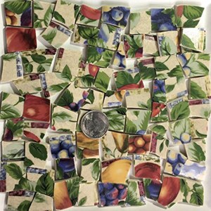 Mosaic Art and Craft Supply Colorful Fruit and Leaves on Beige Tiles A661