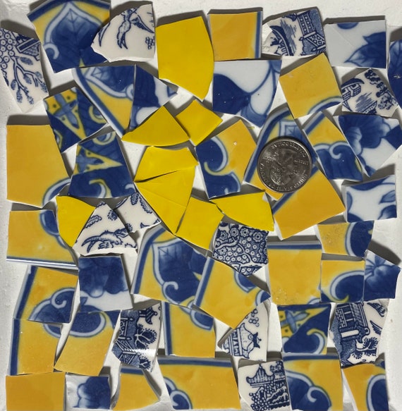 E785 Broken China Mosaic Art and Craft Supply - Classic Blue