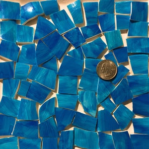 Hand Painted Solid Colored Mosaic Tiles ~ Broken China Hand Cut Plates ~ Art  and Craft Supplies ~ Tools ~ Sapphire Blue HP18
