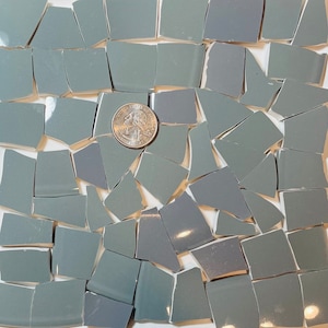 Broken China Mosaic Art and Craft Supply - Smooth Medium Gray Stoneware Tiles E770