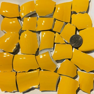 Mosaic Art and Crafts Supplies Bright Yellow Thick Very Chunky Broken Stoneware Tiles E337