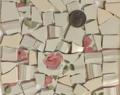 Mosaic Art and Craft Supply Vintage Sage Green with Gold Rim Tiles B133