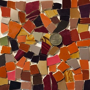 Mosaicos de porcelana rota: colores tierra, materiales para manualidades