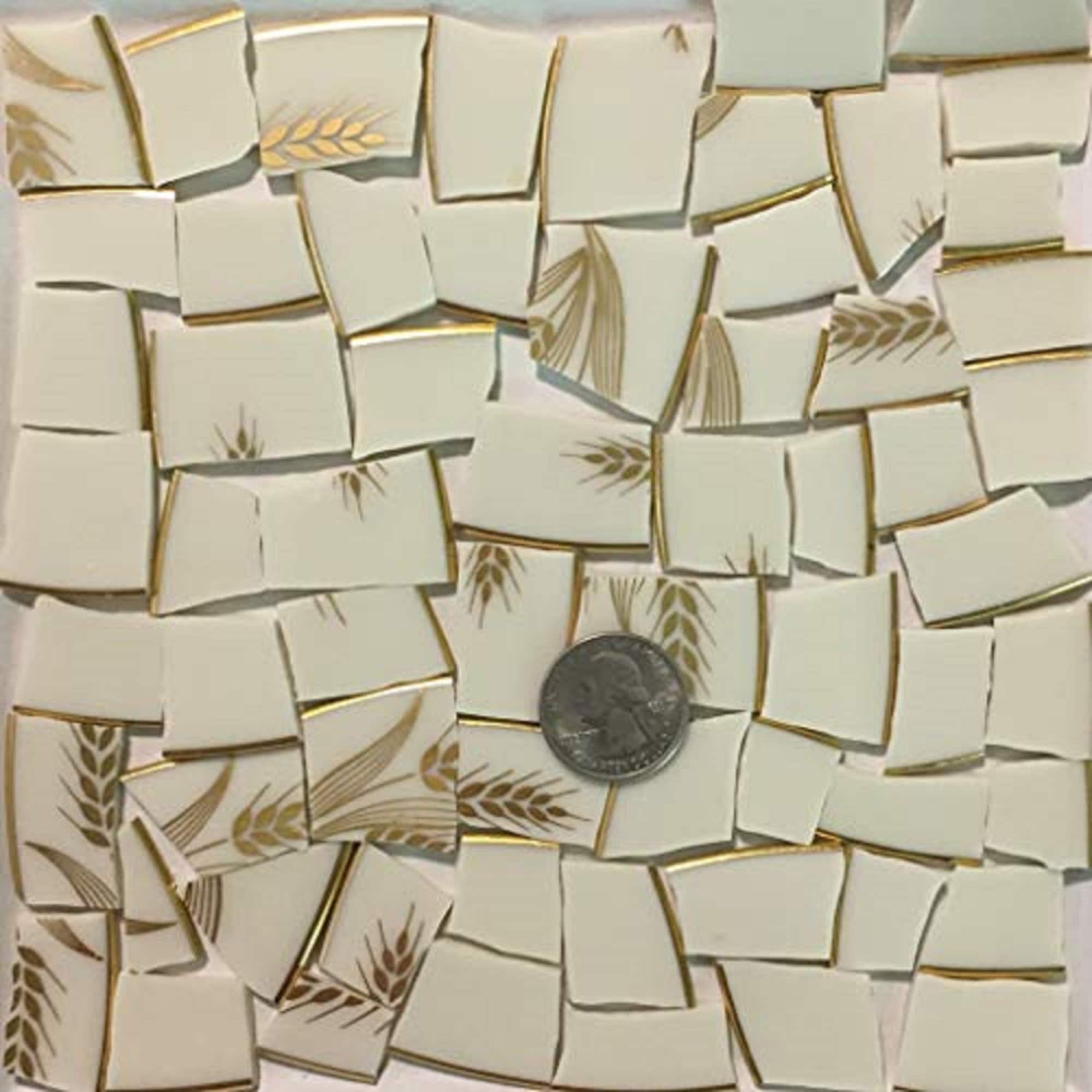 アート　石膏 Mosaic Art Crafts Supplies Metallic Gold Wheat Design Cream