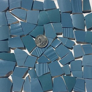 Mosaic Art and Craft Supply Recycled Broken China Tiles - Medium Blue Stoneware Tiles C710