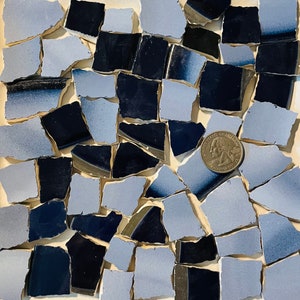 Mosaic Art and Crafts Supplies Cool Color Mix of Broken China Tiles Mixed Shades of Blue and Black E372