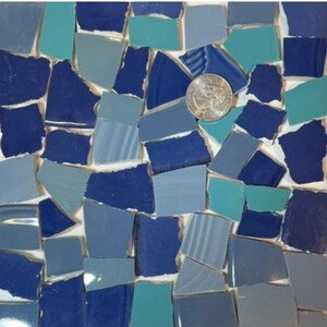 Mosaic Art Craft Supply Recycled Broken China Tile - Mixed Shades of Blue Tiles F375a