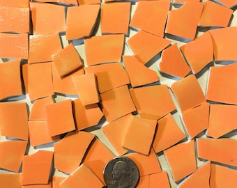 Hand Painted Solid Colored Mosaic Tiles ~ Broken China Hand Cut Plates ~ Art  and Craft Supplies ~ Tools ~ Mango Orange HP49