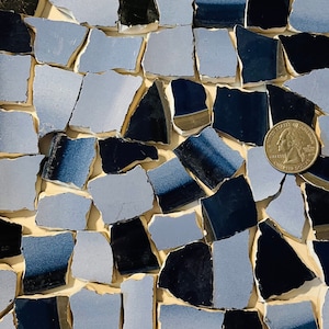 Mosaic Art and Crafts Supplies Cool Color Mix of Broken China Tiles Mixed Shades of Blue and Black E373