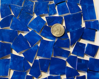 Broken China Pieces for Mosaic Tile -  Art and Craft Supplies Cut from Porcelain Plates Hand Painted Ming Blue HP17