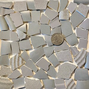 Mosaic Art and Crafts Supplies Cool Color Mix of Broken China Tiles Mixed Shades of Gray E392