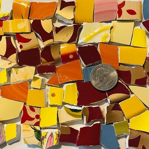 Broken Stoneware Mosaic Tiles: Chunky Mixed Patterns, Colorful Art Supply