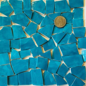 Hand Painted Solid Colored Mosaic Tiles ~ Broken China Hand Cut Plates ~ Art  and Craft Supplies ~ Tools ~ Turquoise Blue HP20