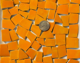 Mosaic Tiles Recycled Hand-Painted Broken China Art & Crafts Supplies – Saffron Orange HP03