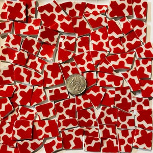 Piezas de mosaico de cachemira roja y blanca: Materiales para manualidades