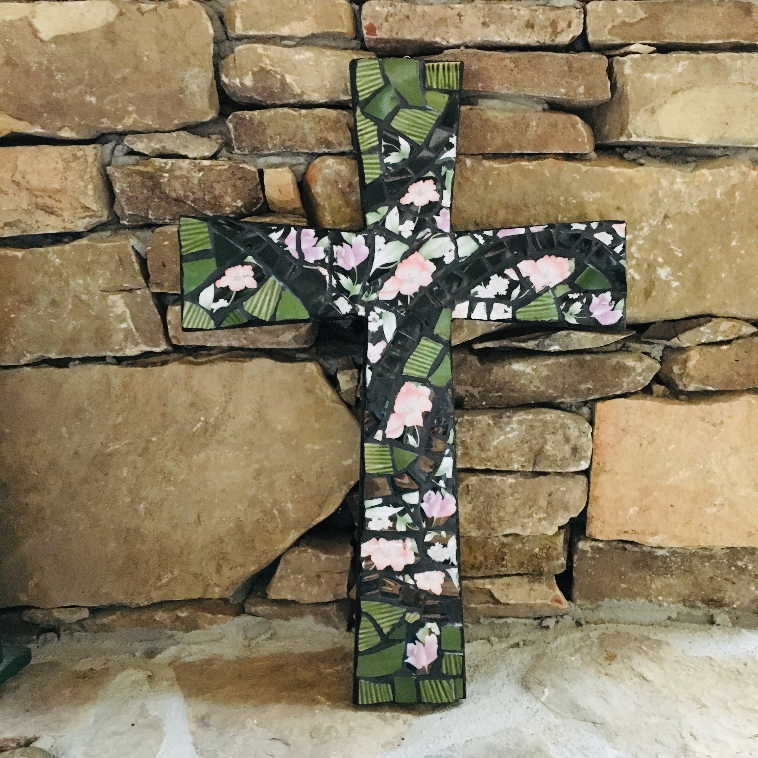 Handmade Mosaic Cross: Floral China Tile Christian Wall Art - Etsy