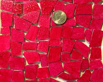 Hand Painted Red Solid Colored Mosaic Tiles ~ Broken China Hand Cut Plates ~ Art  and Craft Supplies ~ Tools ~ B0849R5TZS HP07 Ruby Red