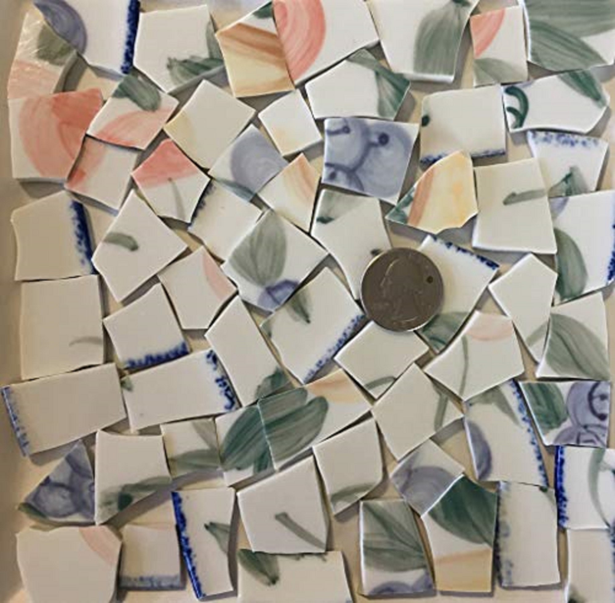 Mosaic Art and Craft Supply Fruit and Leaves on White China Tiles A562 Mosaic Art and Craft Supply Fruit and Leaves on White China Tiles A562