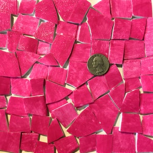 Hand Painted Solid Colored Mosaic Tiles ~ Broken China Hand Cut Plates ~ Art  and Craft Supplies ~ Tools ~ Fuchsia Pink HP09
