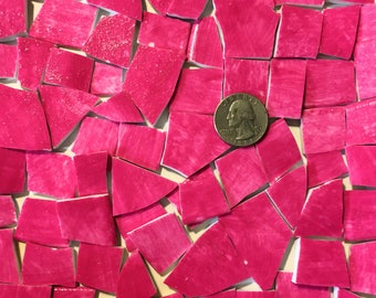 Hand Painted Solid Colored Mosaic Tiles ~ Broken China Hand Cut Plates ~ Art  and Craft Supplies ~ Tools ~ Fuchsia Pink HP09