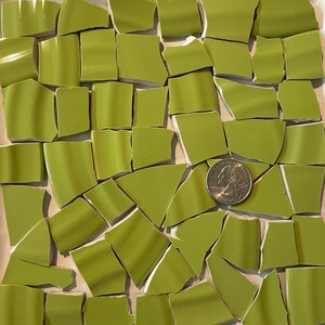 Broken China Mosaic Art and Craft Supply Bright Chartreuse Green Stoneware Tiles E721