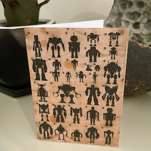Robot Silhouettes - Greetings Card