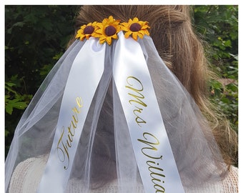 Personalised Hen Party Veil With Sunflowers