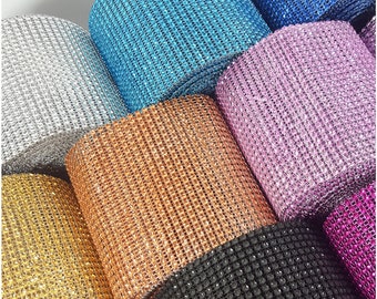 1 Meter Diamante Ribbon Rhinestone Effect Mesh Easy To Trim To Size. DIY Sparkly Napkin Ribbon Band Decor. Fake Crystal Diamante Bling Wrap