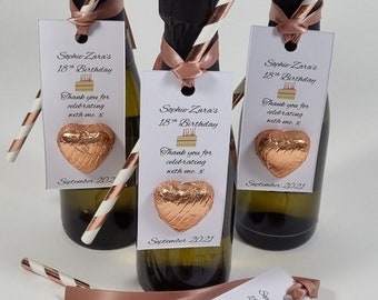Personalised Birthday Party Favour Tags and Straws Only For Your Own Mini Bottles. Any age or Occasion 18th 21st 30th 40th 50th Birthday