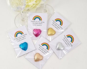 Rainbow Thank You Chocolate Gifts. Personalised Sweet Favours As Thank You Gift. Any Occasion Thankyou Custom Rainbow Heart. Uk